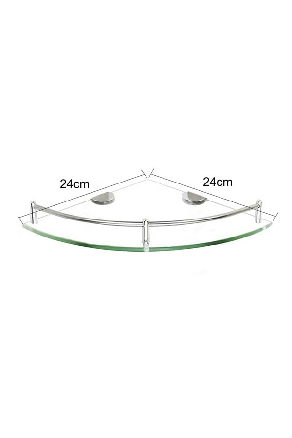 Living and Home Single Layer Bathroom Glass Bathtub Shower Triangle Shelf Storage Rack, Modern Style Glass Bathroom Storage Rack Glass Corner Shelf