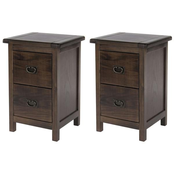 Core Products Set of 2 Boston Petite 2-Drawer Rustic Brown Lacquered Bedside Cabinets