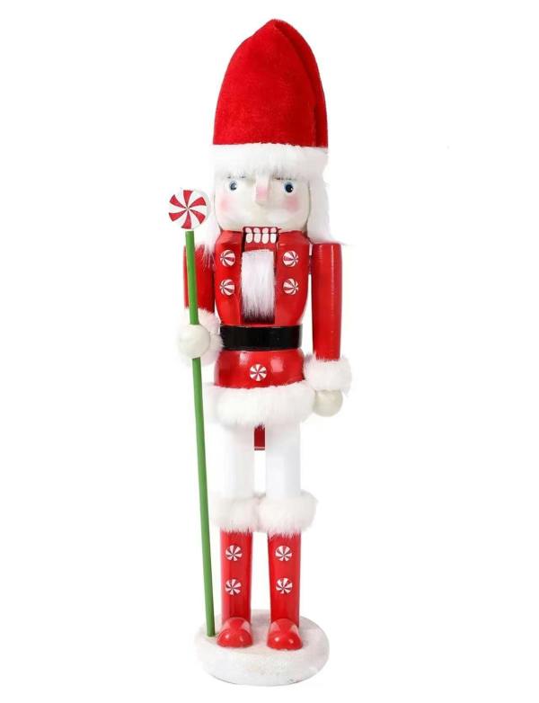 38cm Wooden Santa Nutcracker Soldier Christmas Decoration Set of 3, Hand-Painted Festive Table Ornaments image 7