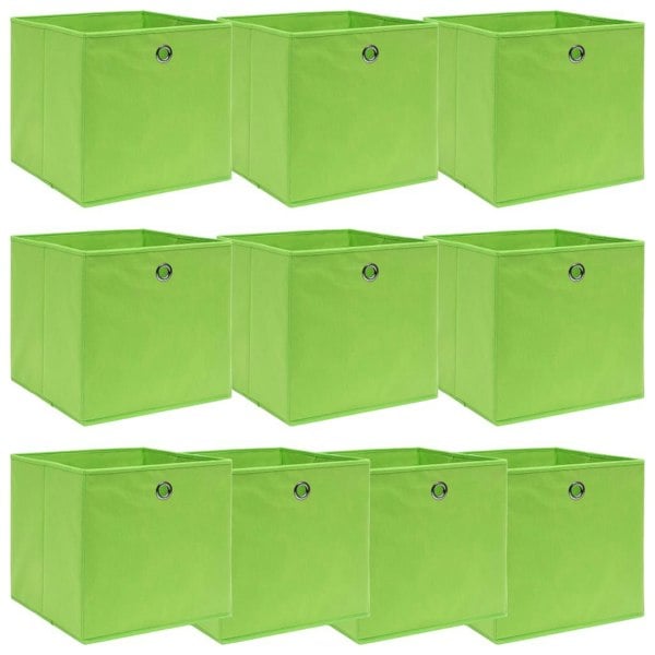 Berkfield Storage Boxes 10 pcs Green 32x32x32 cm Fabric