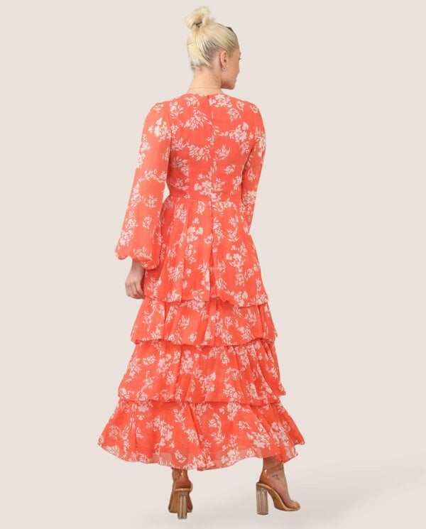 Radiance Chiffon Ruffle Maxi Dress – Floral Elegance for Every Occasion