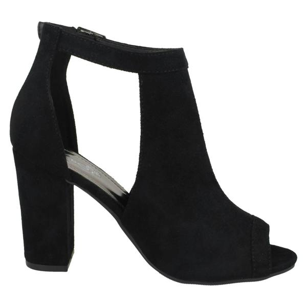 Spot On Ladies Spot On Mid Chunky Heel Covered Vamp Sandals