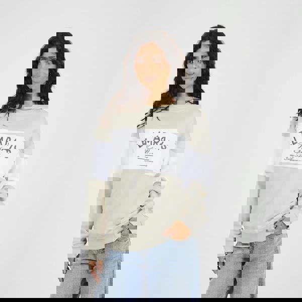 Brave Soul Stone Contrast Stripe Panel Crew Neck Sweatshirt - Stone Image 1