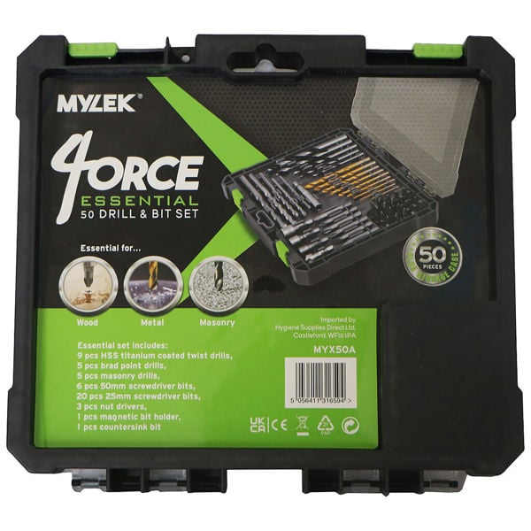 MYLEK 50 Piece Drill Bit And Screwdriver Accessory Set