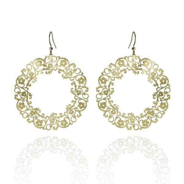 Large Gold Flower Earrings with a Brushed Finish - namana.london