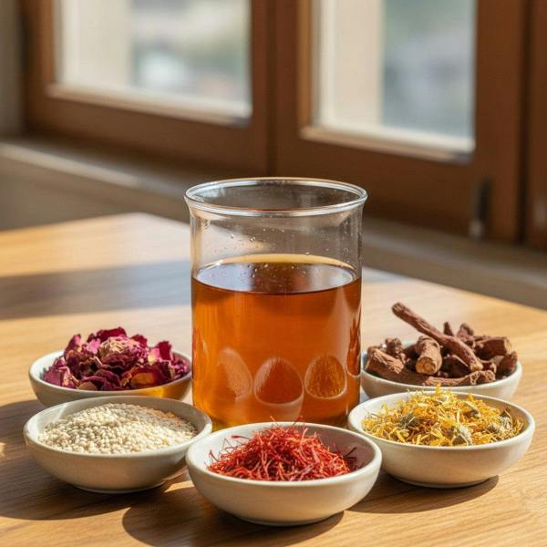 Earthy Tones 9 saffron and rose glow face oil ingredients  
