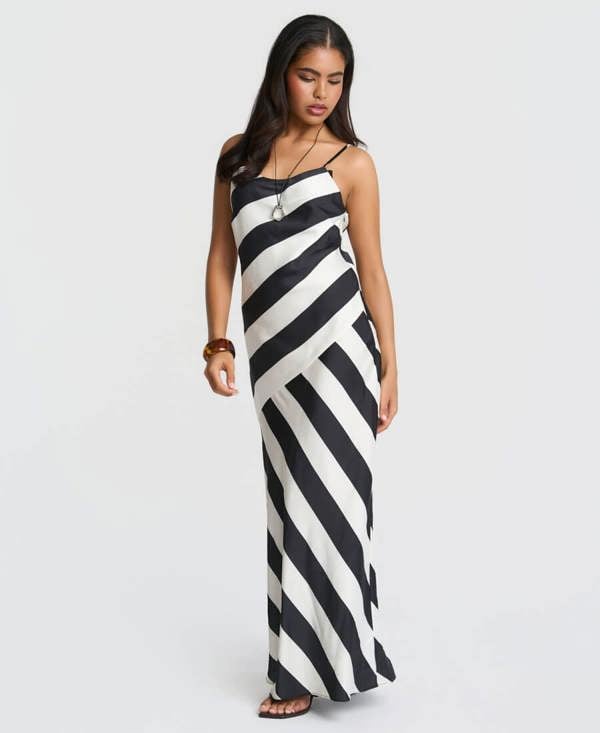 Needs No Label Mono Stripe Maxi Dress