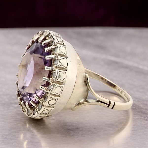 Vintage Tom A large Amethyst and Diamond cluster ring