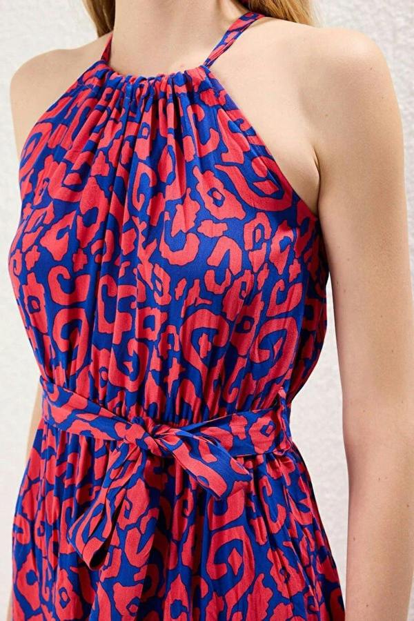 WOVCOR Halter Neck Lined Maxi Woven Dress