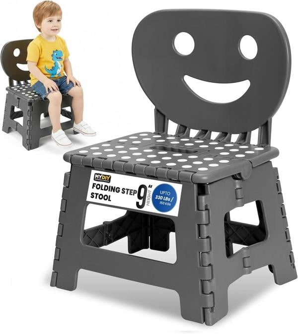 MY DIY PROFESSIONAL PRODUCTS Folding Step Stool-2-in-1 Foldable Chair & Step Stool-Lightweight Step Stools Supporting up to 150kg