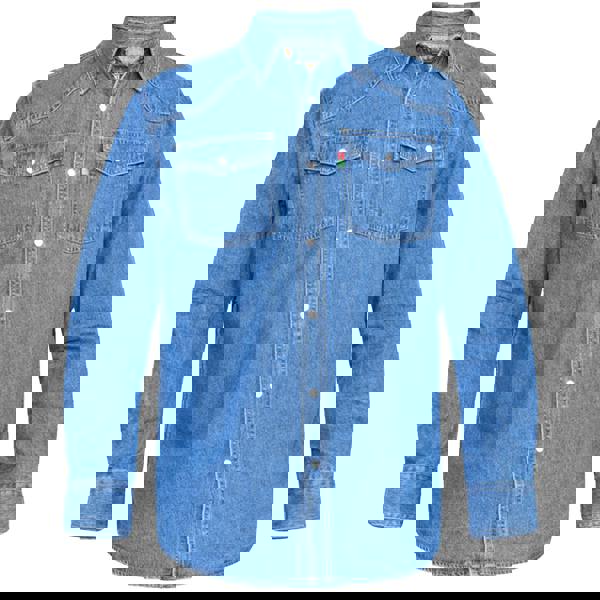 Duke Mens D555 Western Denim Shirt - Stonewash - 