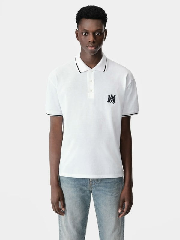 Amiri Solid Short Sleeve MA Logo Polo – White