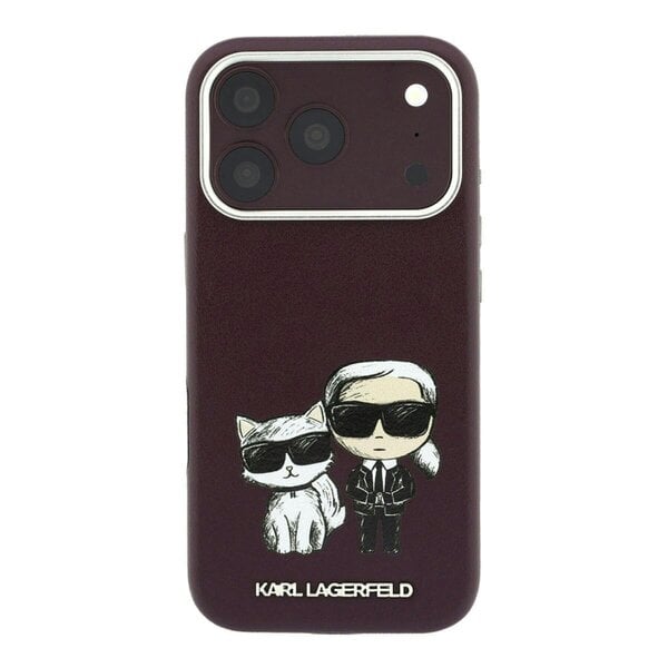 Karl Lagerfeld Smooth Karl & Choupette Bodies Sketch Case with MagSafe for iPhone 17/18 Pro Max 6.9" Burgundy - KLHMP18X6PWKCIDR