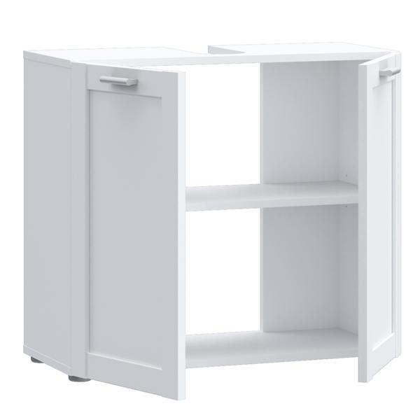 Furniture To Go Lokko Under Sink Bathroom Storage Unit with 2 Doors & Silver Handles in White