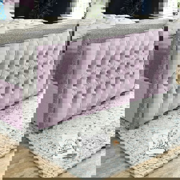 Casa Magna Venice Glitter Border Upholstered Soft Velvet Bed Frame - Pink