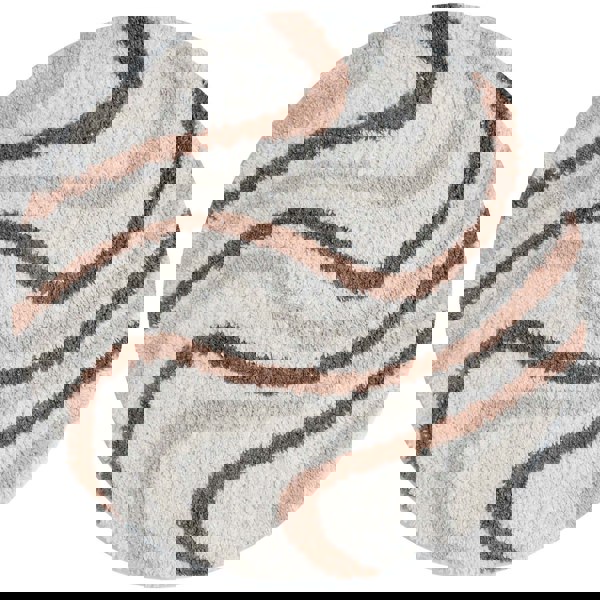 Moodi Shaggy Cream/Brown Rug, Striped design, soft pile | THE RUGS