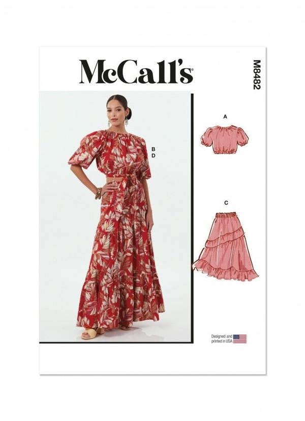 McCalls 8482 Paper Sewing Pattern – Women's Top & Skirt, Easy