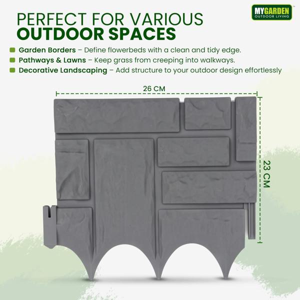 My Garden Outdoor Living My Garden Lawn Edging 12 Pack-3.12 Meter Interlocking Garden Borders & Lawn Edging-Decorative Edge Fencing for Paths & Lawns