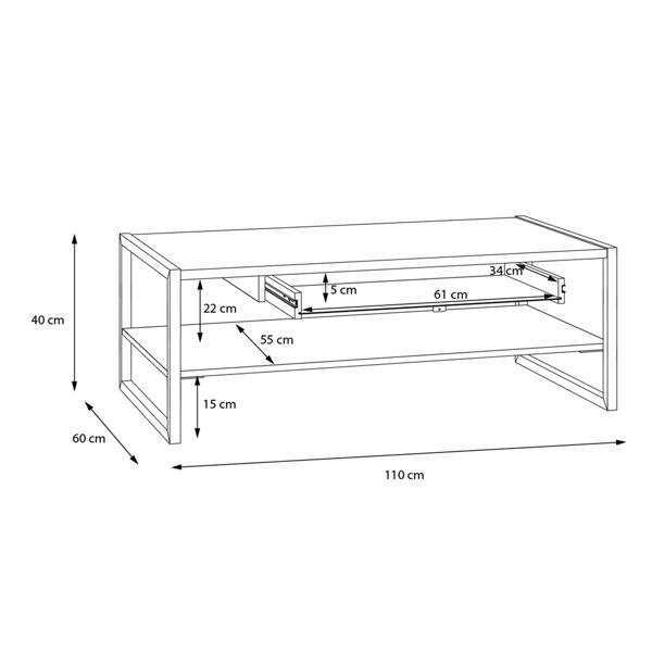 Wyld Haus Egtved Black and Natural Oak Wood Effect Coffee Table 1 Drawer