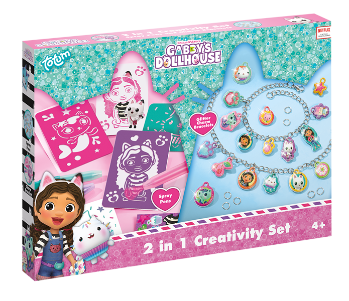 Totum Gabby's Dollhouse 2 in 1 Creativity Set - 2 in 1 Spray Pens & Charm Bracelets