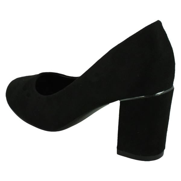 Anne Michelle Ladies Anne Michelle Mid Block Heel Court Shoe with Metal Heel Trim F90117