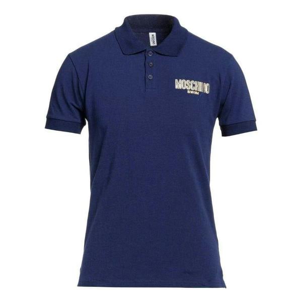 Moschino Unisex Adult Swim Logo Polo Shirt - Blue/White - 