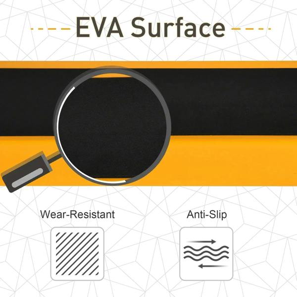 Orange EVA non-slip surface on a black-and-orange sawhorse top bar.