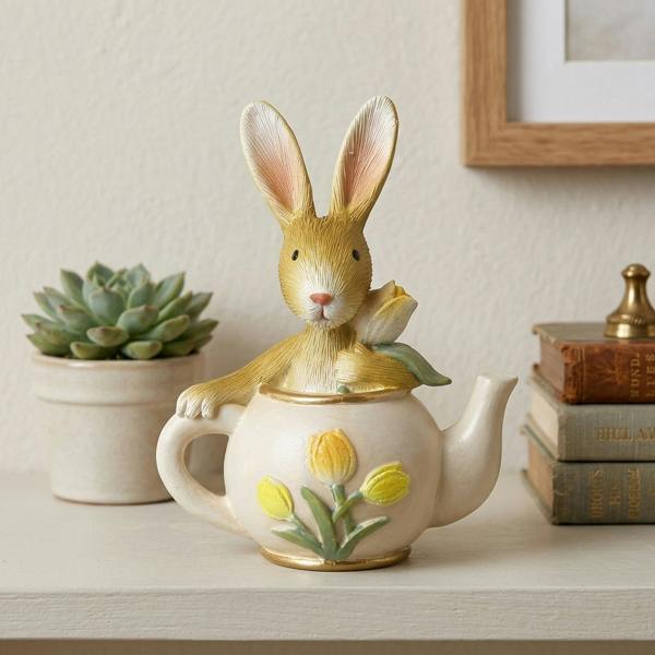 Garden Greatness Springtime Rabbit In Teapot Ornament