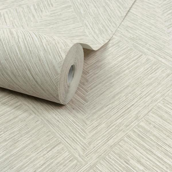 Grandeco Boutique Loni Geometric Natural Weave Luxury Weight Embossed Wallpaper, Marl Grey