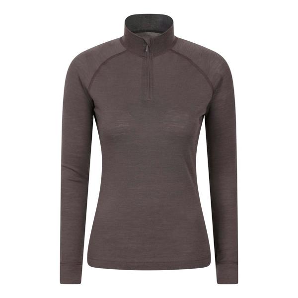 Mountain Warehouse Womens/Ladies Merino Wool Zip Neck Thermal Top - Brown - 