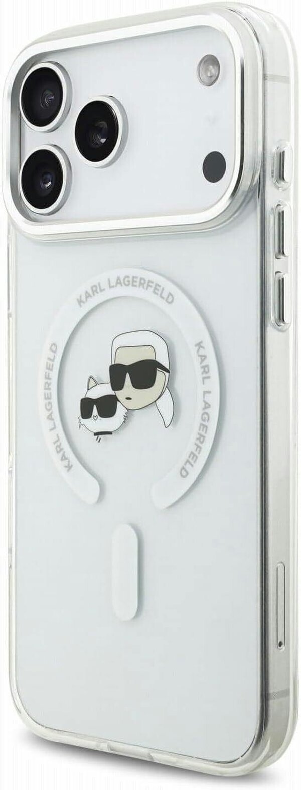 Karl Lagerfeld IML Karl & Choupette Head Metal Frame Case with MagSafe for iPhone 17/18 Pro Max 6.9" Clear - KLHMP18XHLSKCH