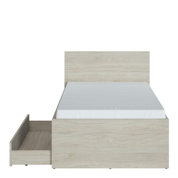 Wyld Haus Rosemary 3ft Light Walnut Wooden Bed with Headboard 1 Drawer