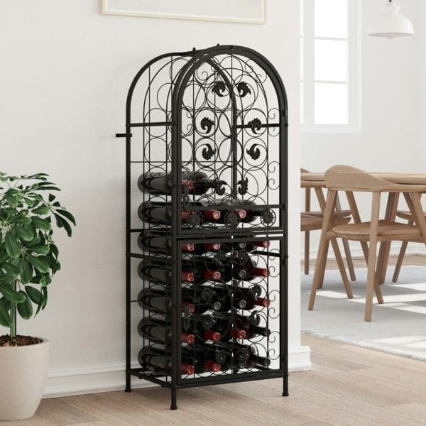 Berkfield Wine Rack for 41 Bottles Black 45x36x120 cm Wrought Iron