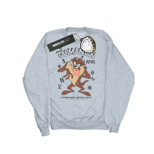 Looney Tunes Mens Tasmanian Devil Vintage Cotton Sweatshirt - Sports Grey