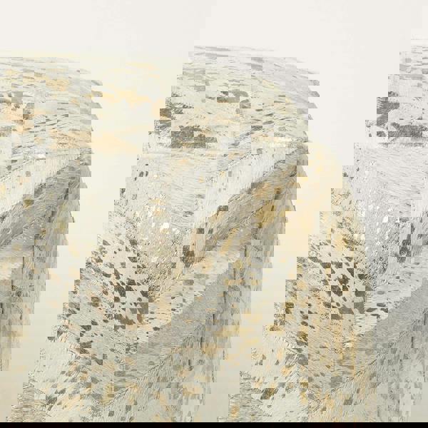 HOMESCAPES Gold & Grey Geometric Diamond Leather Pouffe Bean Cube