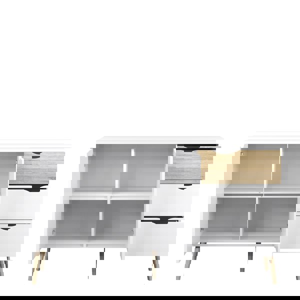 Furniture To Go Oslo Sideboard - Large - 3 Drawers 2 Doors in White and Oak