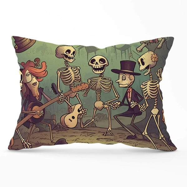 Warren Reed Cartoonish Skeletons Having A Party Cushions