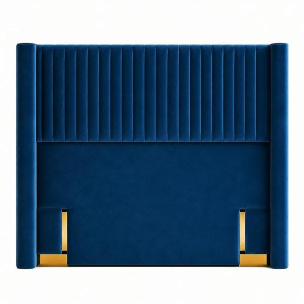 Great British Beds Small Line With Wings Headboard - Blue Plush