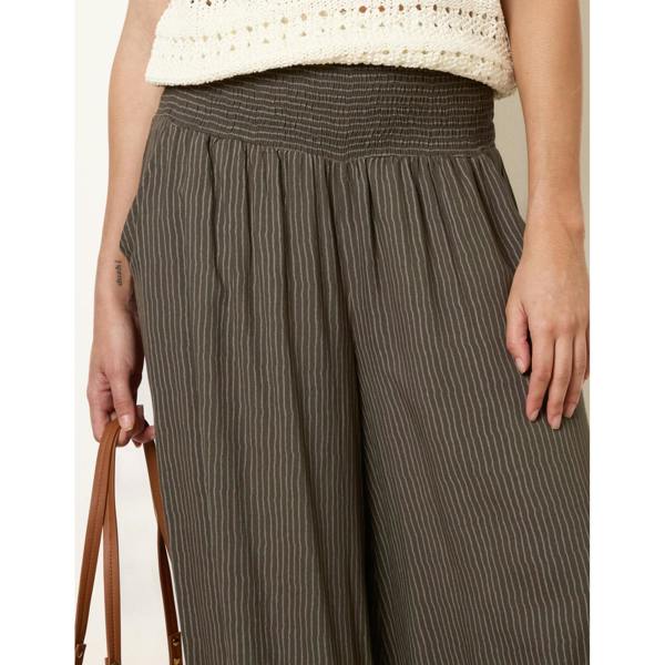 Blue Vanilla Wide Leg Shirred Waist Wavy Trousers