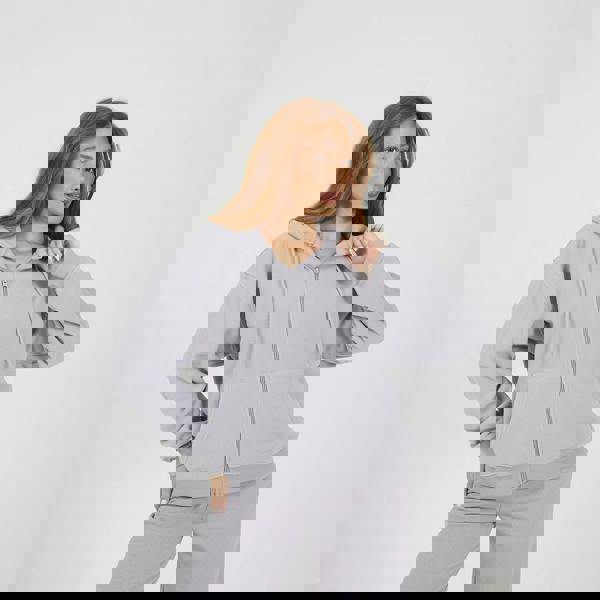 Brave Soul Light Grey Zip Through Polar Fleece Hoodie - Light Grey Image 1