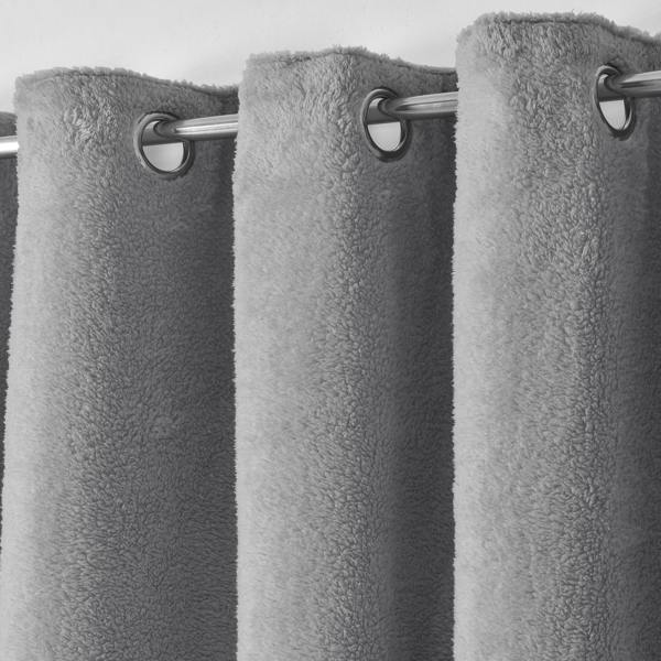 Velosso Teddy Fleece Lined Ring Top Thermal Insulated Curtains - Modern Luxury Room Curtains for Winter, Energy Saving and Cosy - 117cm x 213cm