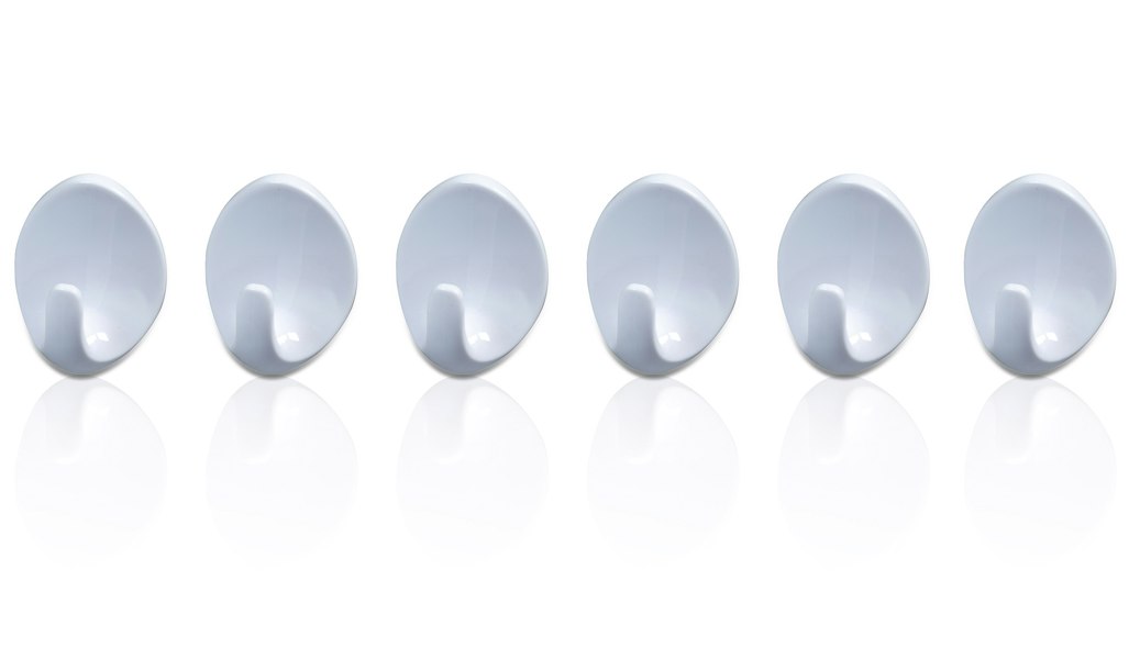St Helens Small Self Adhesive Oval Shaped Plastic Hooks (Pack of 6)