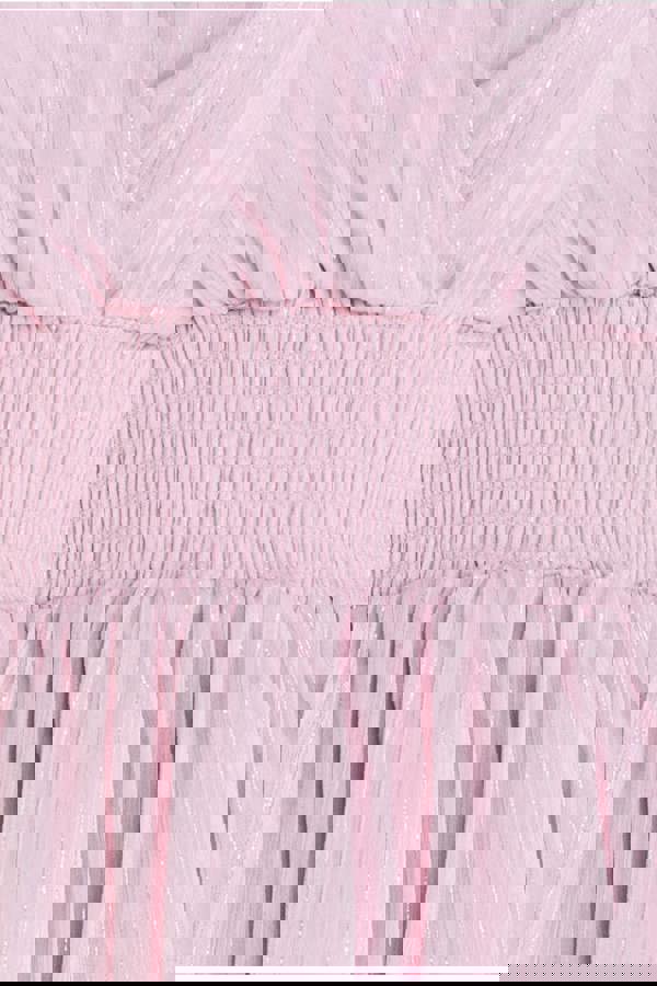 Plain Lurex Chiffon Tiered Dress - Pink DR3905QZ