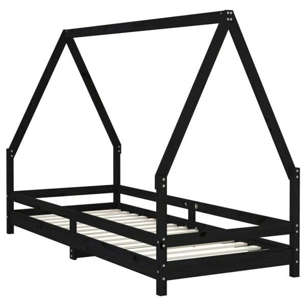 Berkfield Kids Bed Frame Black 80x200 cm Solid Wood Pine