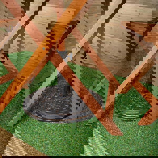 Samuel Alexander Outdoor 4 Person Folding Square Wooden Garden Dining Table Chairs Grey Parasol and Base Set