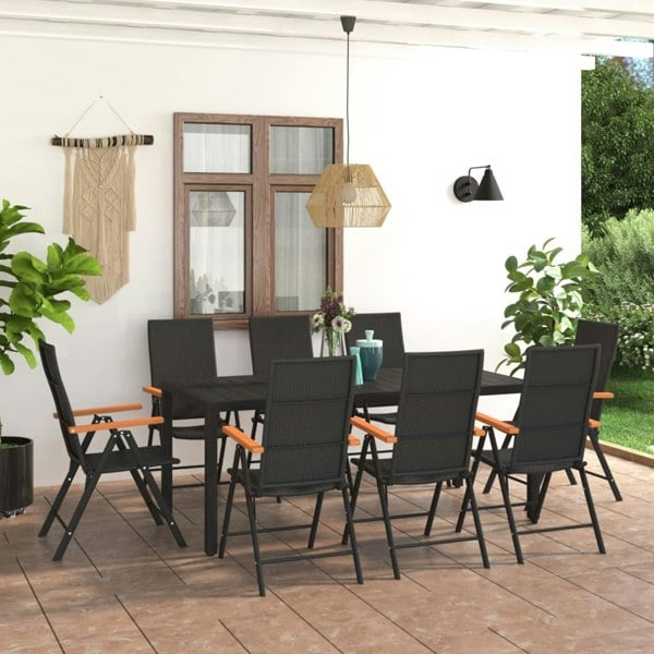 Berkfield 9 Piece Garden Dining Set Black and Brown