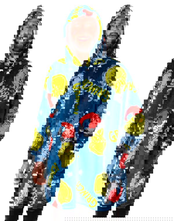 The Grinch Unisex Multicoloured Character Face Zip Through Blanket Hoodie (One Size)