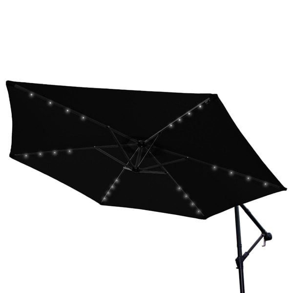 Monstershop Black 3m LED Cantilever Parasol With Plain Base