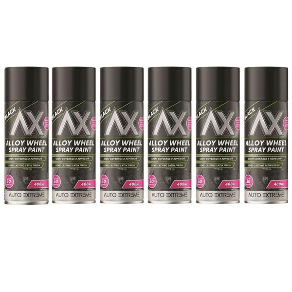 Auto Extreme 6X Auto Extreme Black Alloy Wheel Spray Paint 400ml
