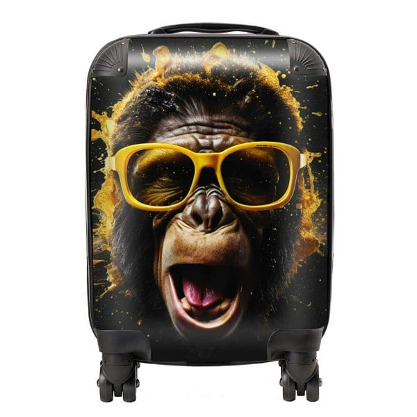 Warren Reed Splashart Monkey Face With Yellow Glasses Suitcase